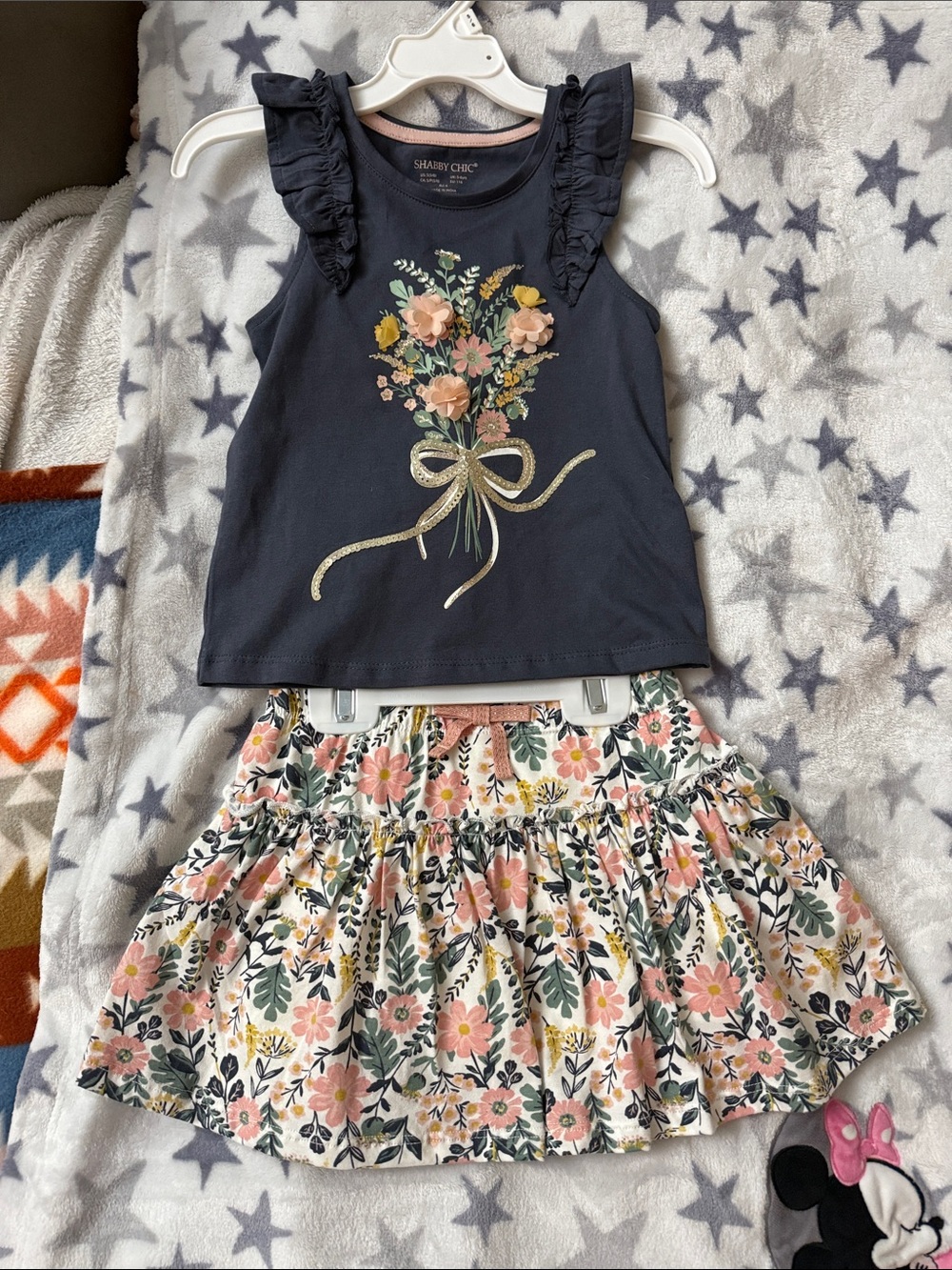Shabby Chic navy blue and light pink kids top
